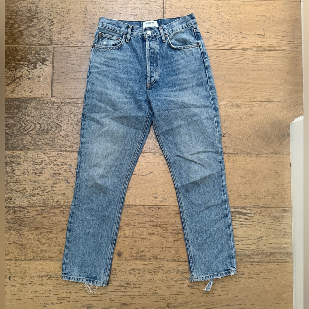 Agolde Riley Blue Cropped Jeans